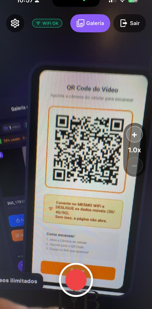 Tela de gravação 360°