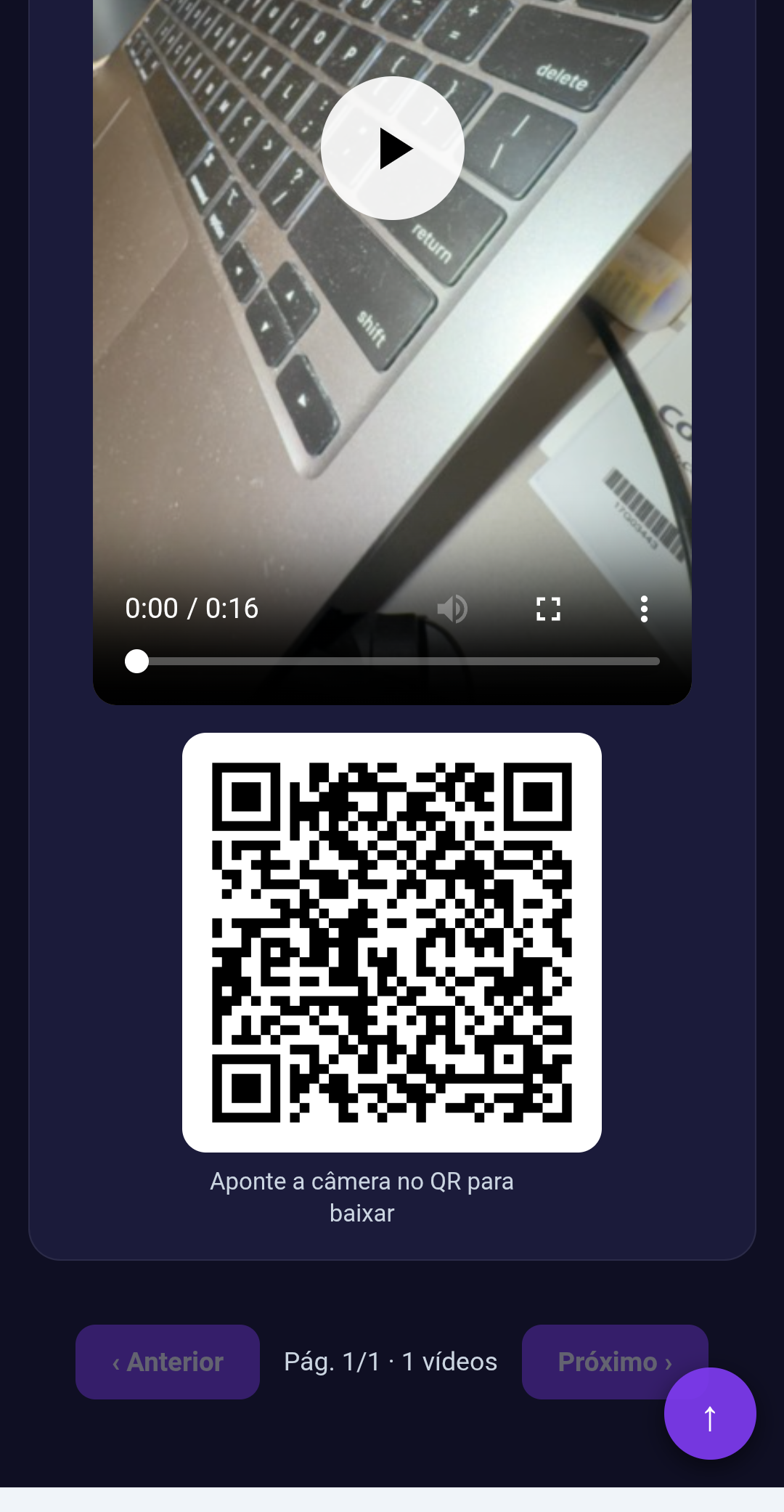QR para o convidado baixar o vídeo
